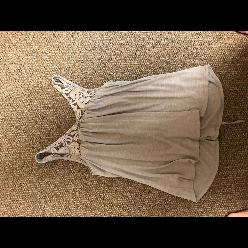 Gray Lace Up Tank Top